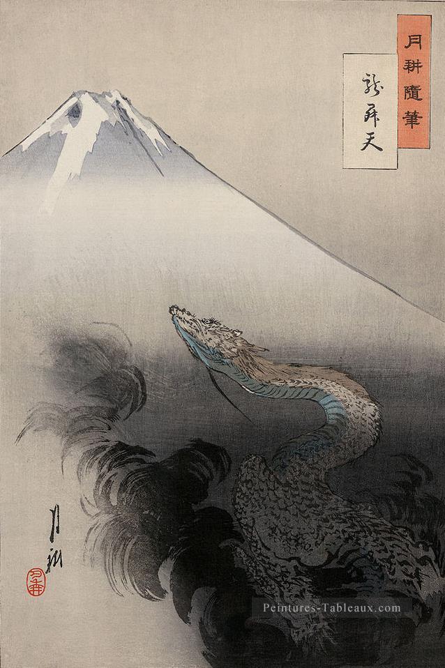Dragon se levant vers les cieux 1897 Ogata Gekko ukiyo e Peintures à l'huile
